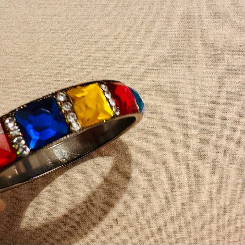 Chamak By Priya | Bracelet | Multicolored Faceted Stones with Crystals - Picture 3 of 6